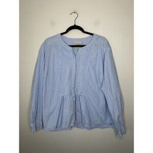 Woman Within Button Down Blouse Womens Blue Floral Top Size 26/28 2X